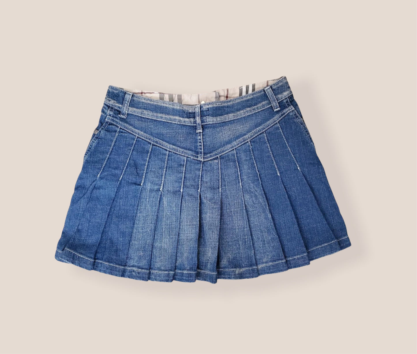 Burberry Pleated Denim Skirt