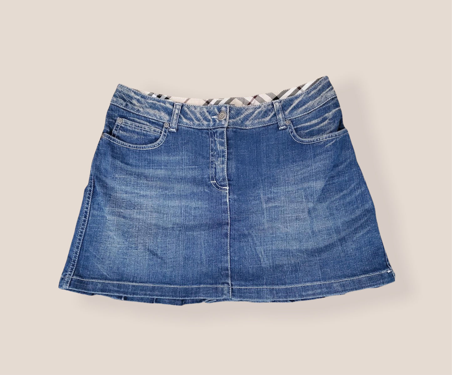 Burberry Pleated Denim Skirt